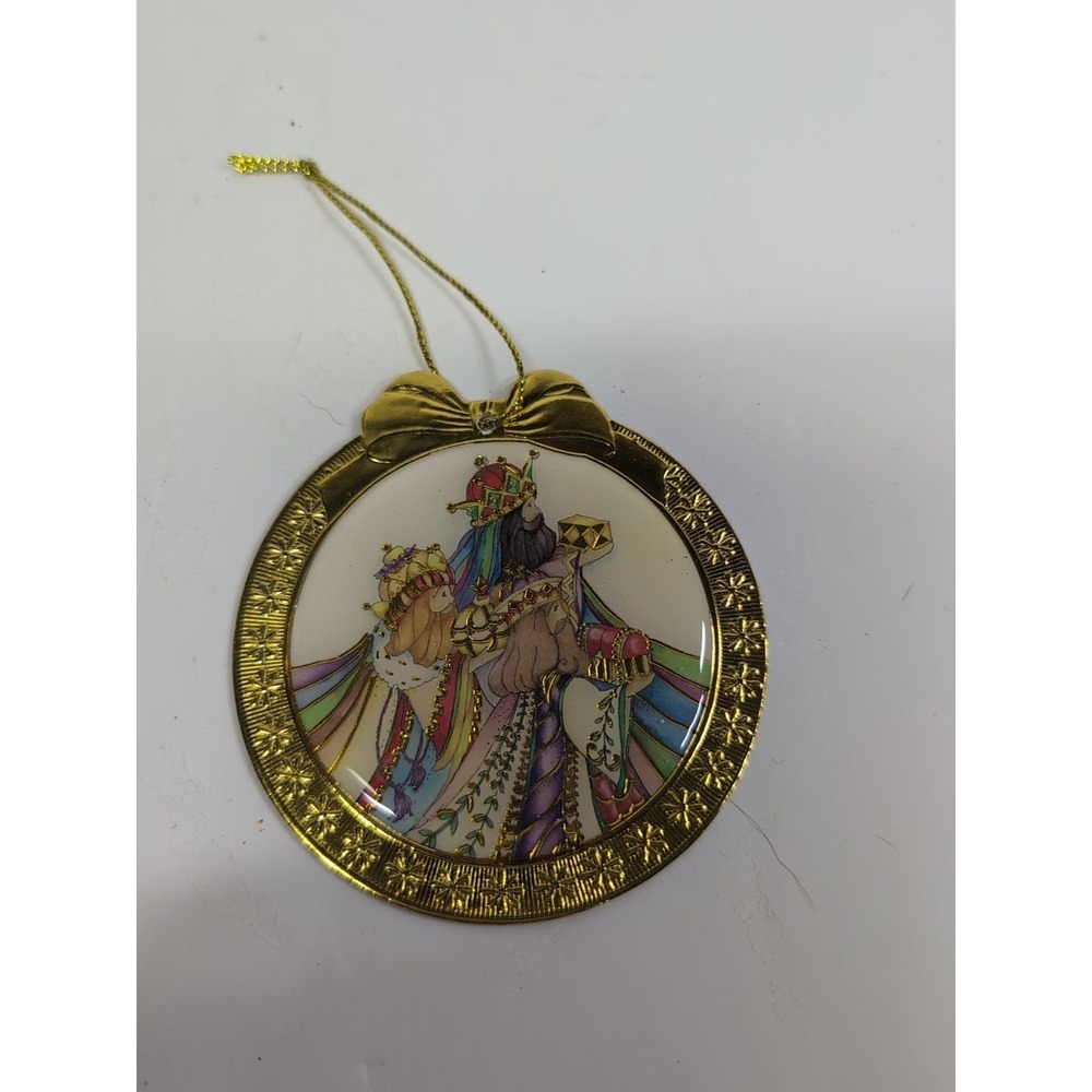 Vintage Christmas Ornaments Baby Jesus Three Kings Nativity Paper Gold Religious